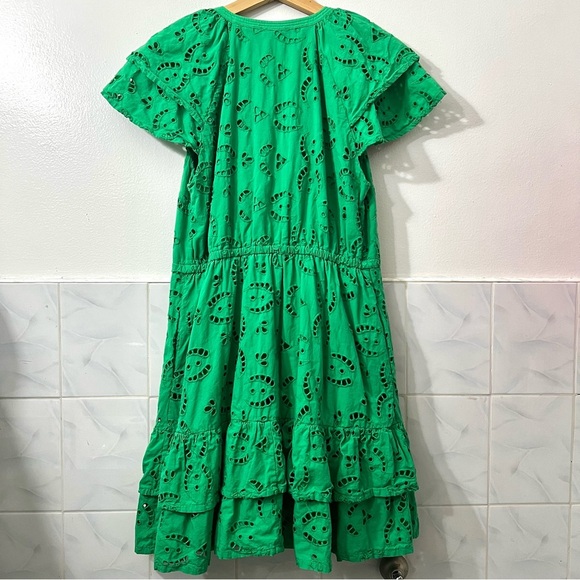 Fat Face Brady Broderie 8 Green 100% Cotton Tiered Eyelet Boho Cottagecore Dress - Picture 5 of 11